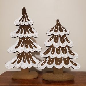 Frosted neutral gingerbread Christmas trees